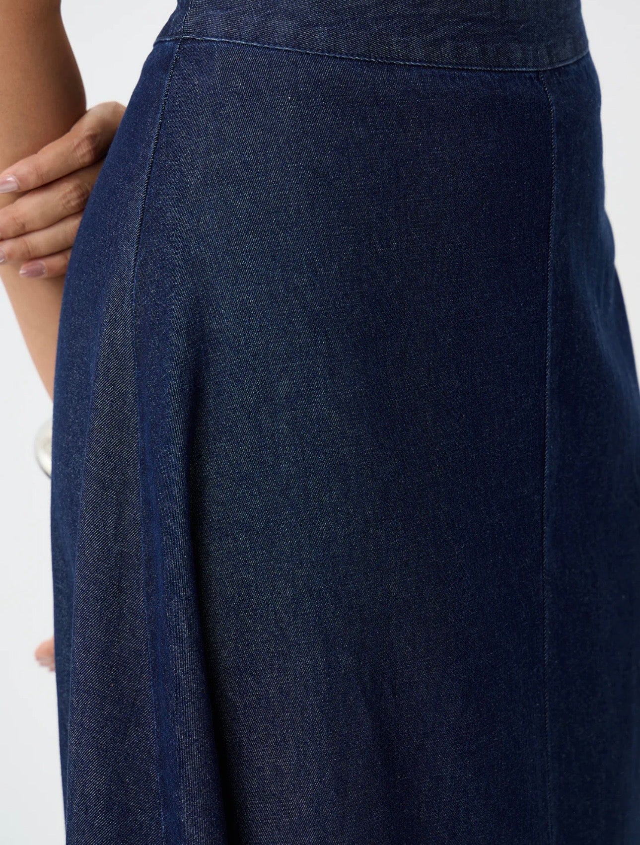 Cotton Denim A-Line Maxi Skirt