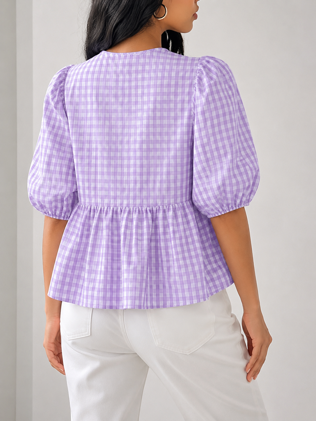 Lavender Picnic Gingham Top