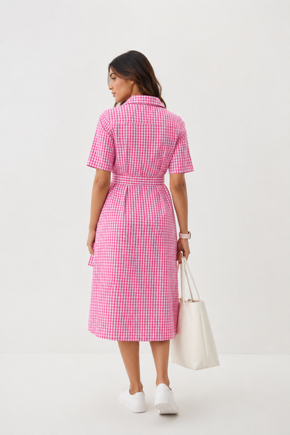 Cotton Candy Gingham Shirt Dress