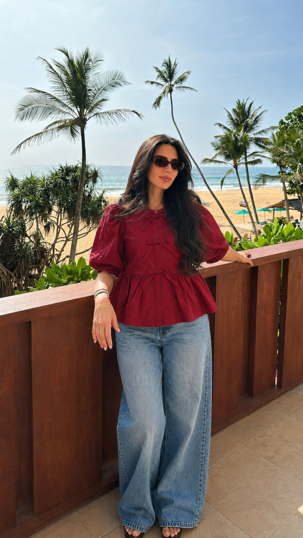 Cherry Bowmbshell Top