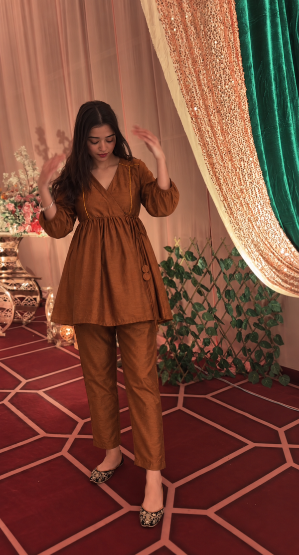 Brown Rang Silk Co-ord Set