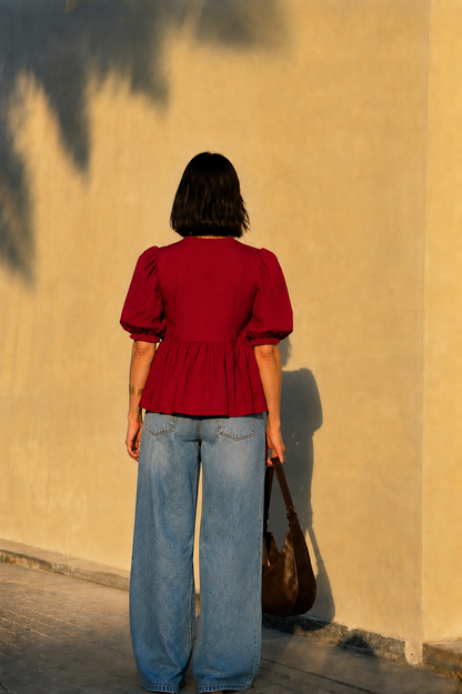 Cherry Bowmbshell Top
