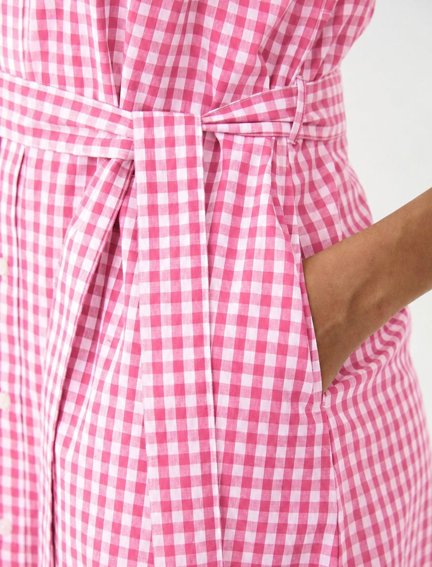 Cotton Candy Gingham Shirt Dress