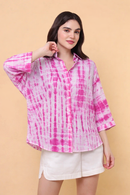 Pink Lightening Tie-Dye Shirt