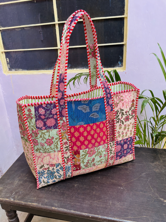Quilted Patch Tote Bag
