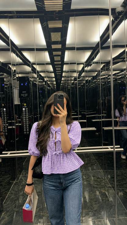 Lavender Picnic Gingham Top