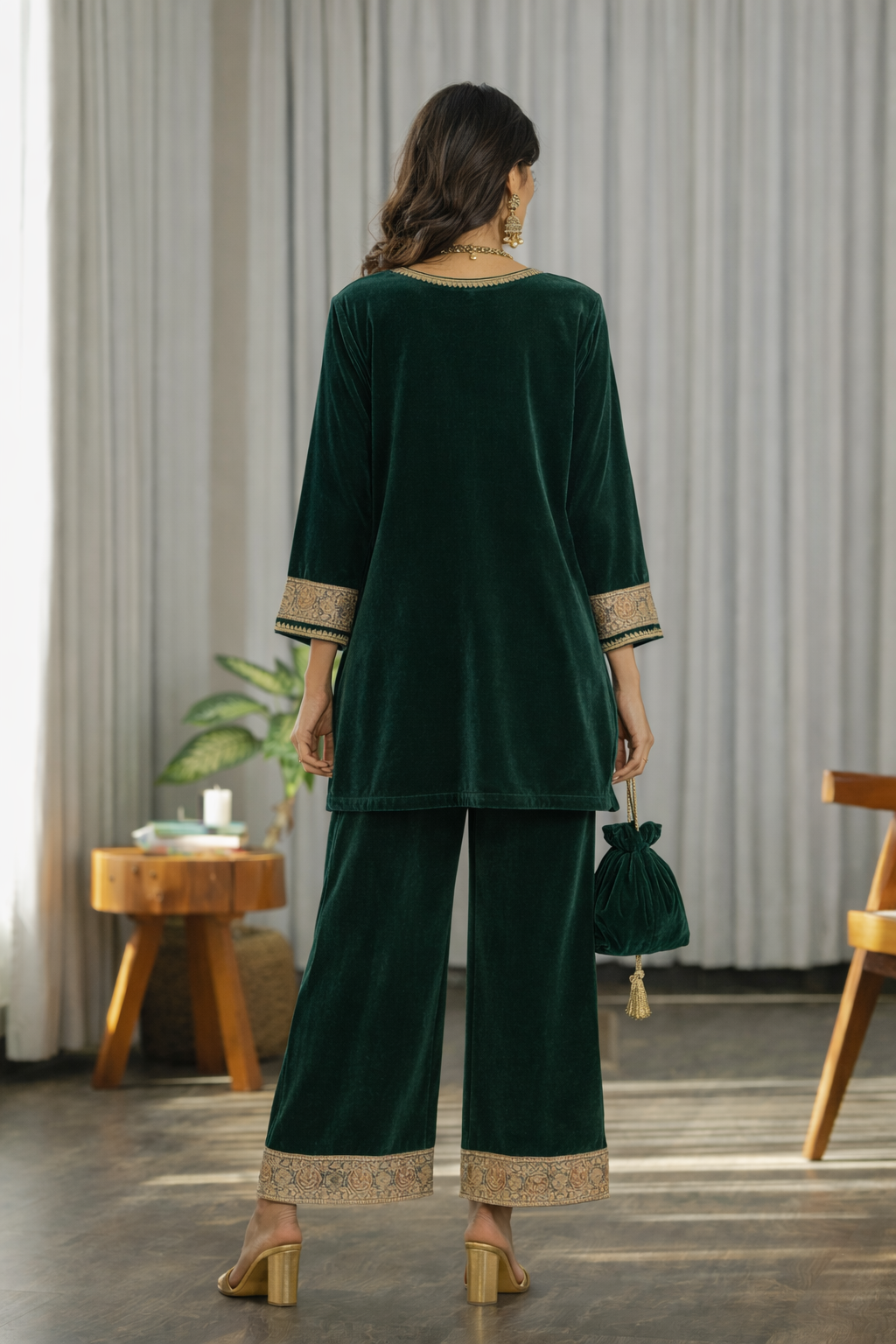 Emerald Green Embroidered Co-ord Set