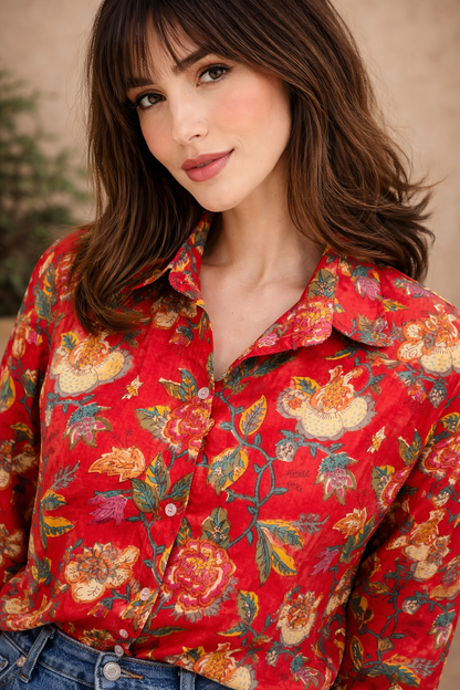 Crimson Petals Free Size Shirt
