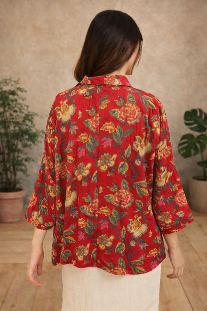 Crimson Petals Free Size Shirt