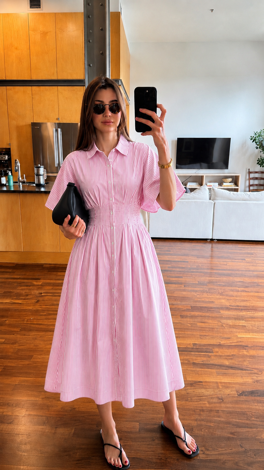 Pink Postcard Shirt Dress
