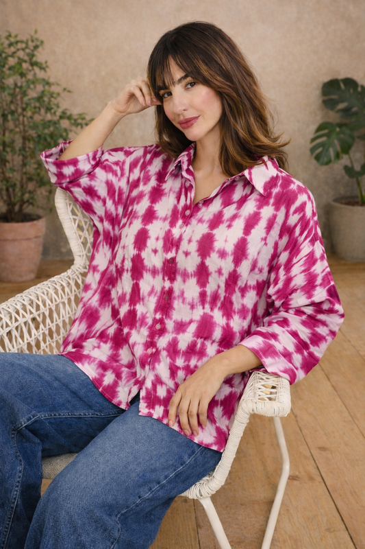 Pink Lightening Tie-Dye Shirt