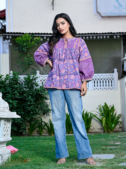 Orchid Oasis Boho Top