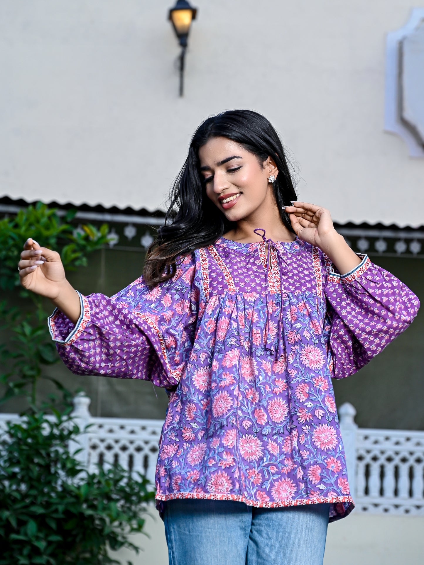 Orchid Oasis Boho Top