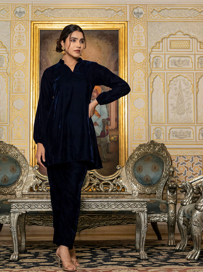 Navy Blue velvet co-ord set