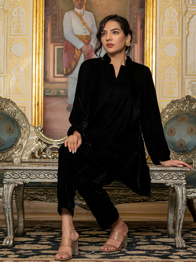 Black velvet co-ord set