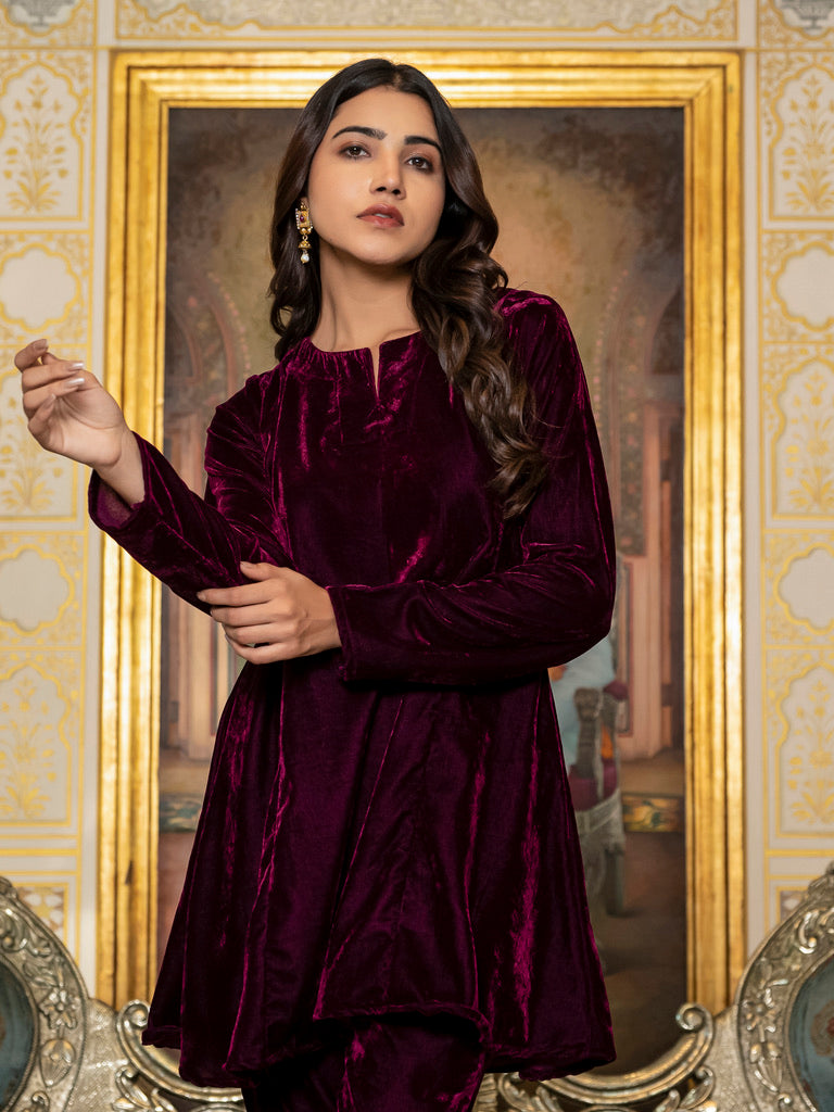 Wine velvet co-ord set